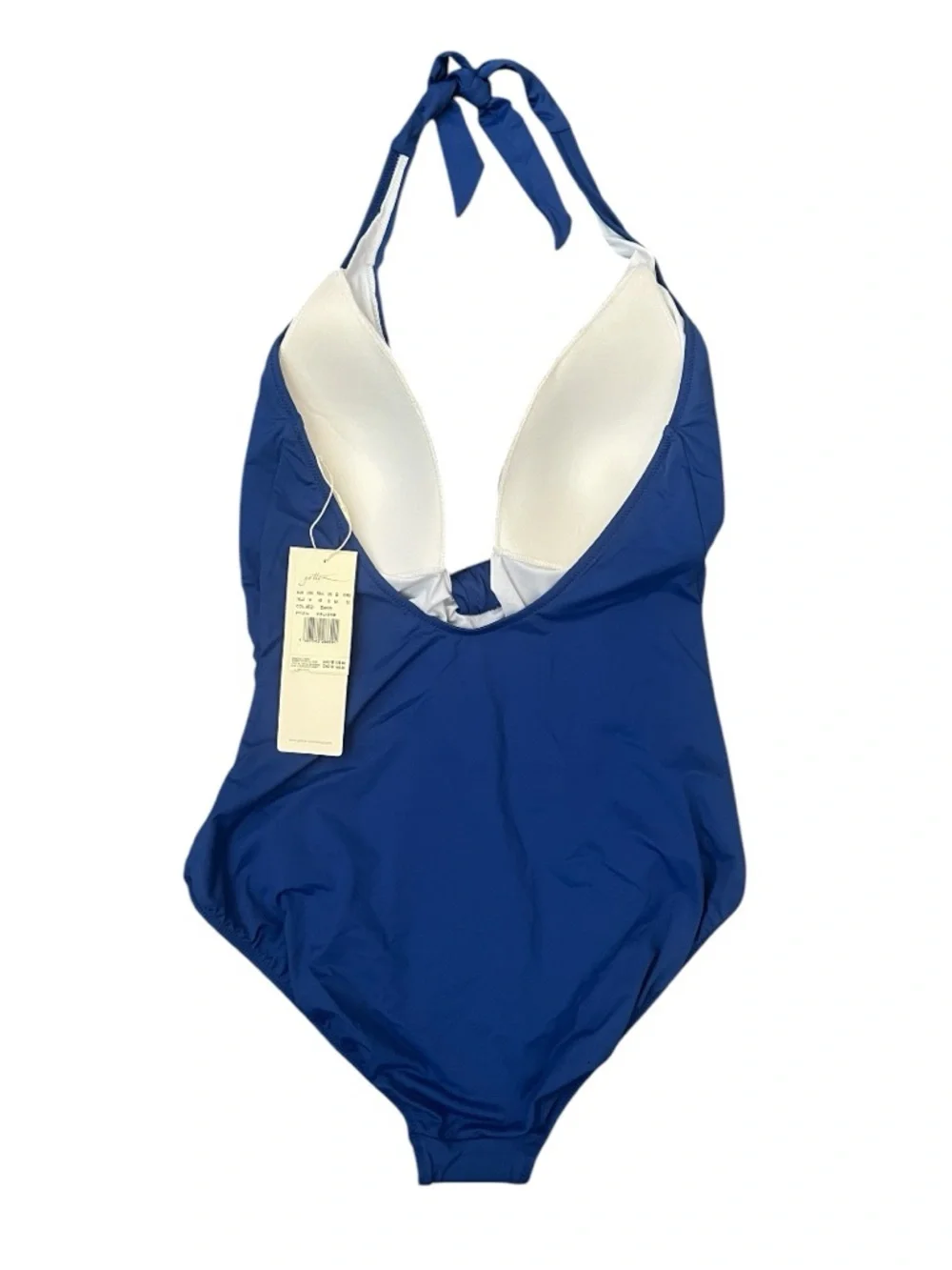 Gottex Blue Halter One Piece Swimsuit Deep V Plunge NWT Size 14